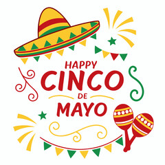 Colorful Happy Cinco de Mayo Lettering for Posters & Banner