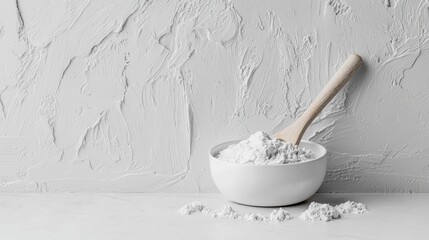 Small White Scoop with Bright Chalk Texture for Minimalistic Protein Text