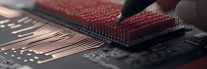 Close-up of a Microchip's Connecting Pins.