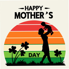 Sunset Silhouette of Mom and Baby – Heartfelt Mother’s Day Art