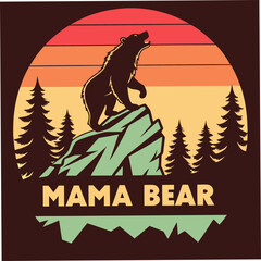 Bold and Rugged Mother Bear Silhouette – High-Quality Vector