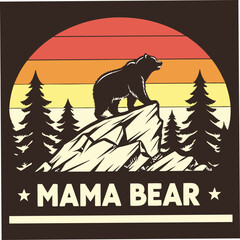 Bold and Rugged Mother Bear Silhouette – High-Quality Vector