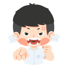 boy student Angry  pointing forward