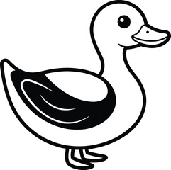 Outline of a Duck, Simple, Minimalist, Black and White, Bird Icon