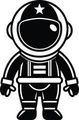 Cute Black & White Astronaut Character with Star Icon on Helmet