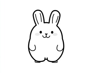 Obraz premium Cute chubby bunny illustration. Simple line art, round body, small feet