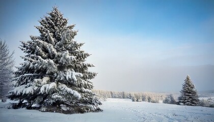 Obraz premium Fir Trees Covered in Thick Snow