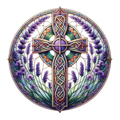 Lavender Blessing & Cross Stained Glass