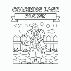 Clown outlines coloring pages for kids' vector art illustrations. International Children's Book Day.
