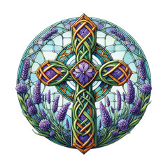 Lavender Blessing & Cross Stained Glass