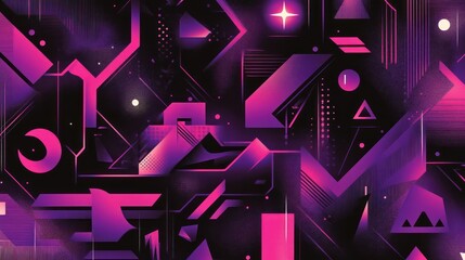 Abstract geometric shapes, futuristic design, vibrant colors, background