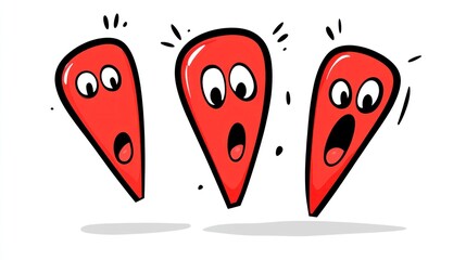 Cartoon red peppers surprised, jumping, happy