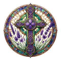 Lavender Blessing & Cross Stained Glass