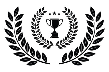 Black Laurel Wreath Trophy Emblem - Victory, Award, and Achievement Symbol
