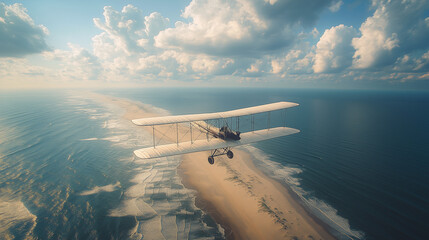Wright Flyer Soars Above Kitty Hawk: The First Successful Flight