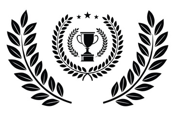 Black Laurel Wreath Trophy Emblem - Victory, Award, and Achievement Symbol