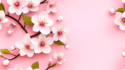 Obraz premium Beautiful cherry blossoms on soft pink background create serene and elegant atmosphere, perfect for spring themes