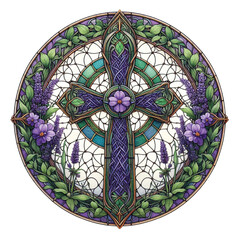 Lavender Blessing & Cross Stained Glass