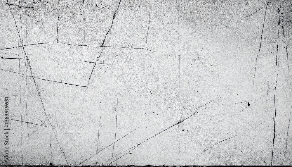 Poster minimalist scratched surface texture with abstract black lines on white concrete, perfect for backgr