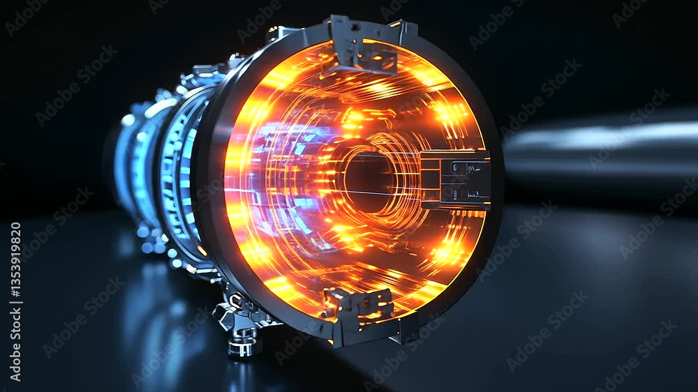 Aufkleber a concept design of an ultra-efficient mechanical heat exchanger, visualized in glowing d digital re