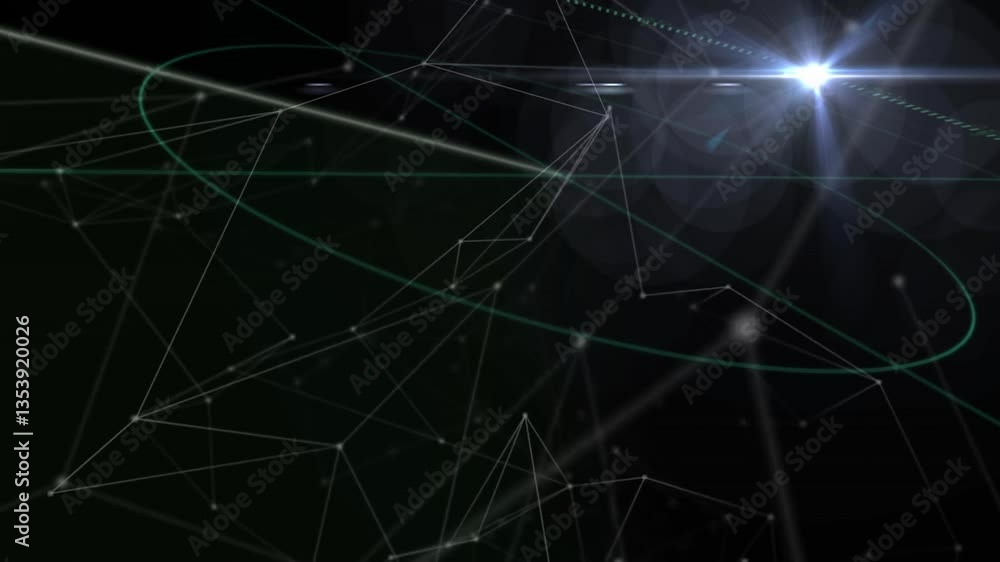 Poster glowing lines and nodes forming abstract network with bright light burst animation