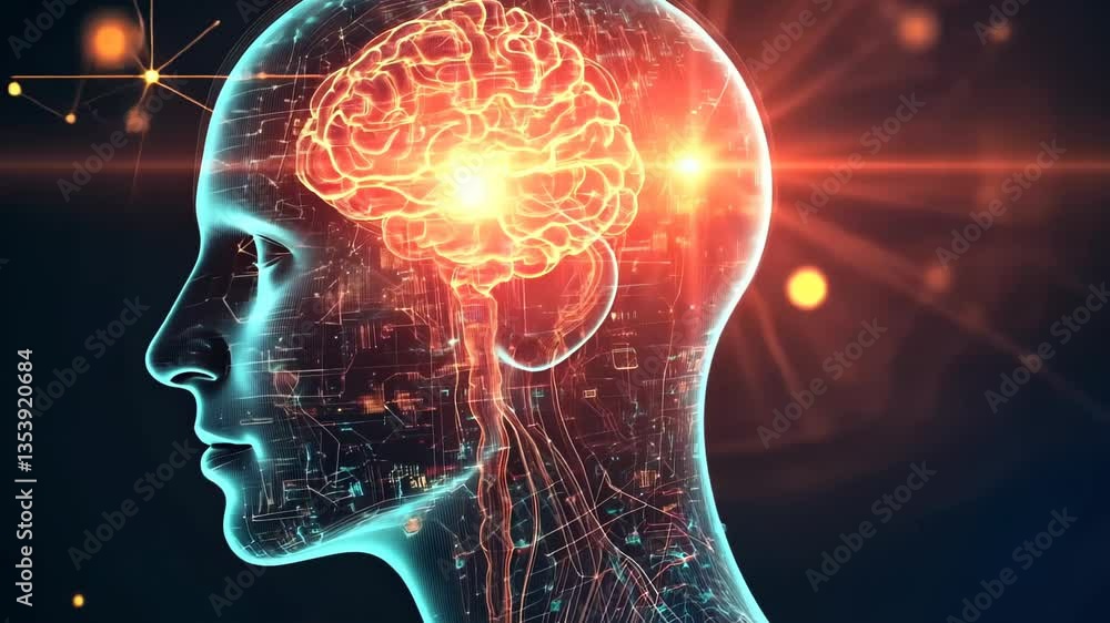 Poster exploring the intersection of technology and neuroscience for enhancing human cognition