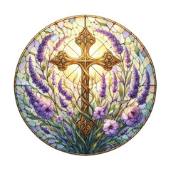 Lavender Blessing & Cross Stained Glass