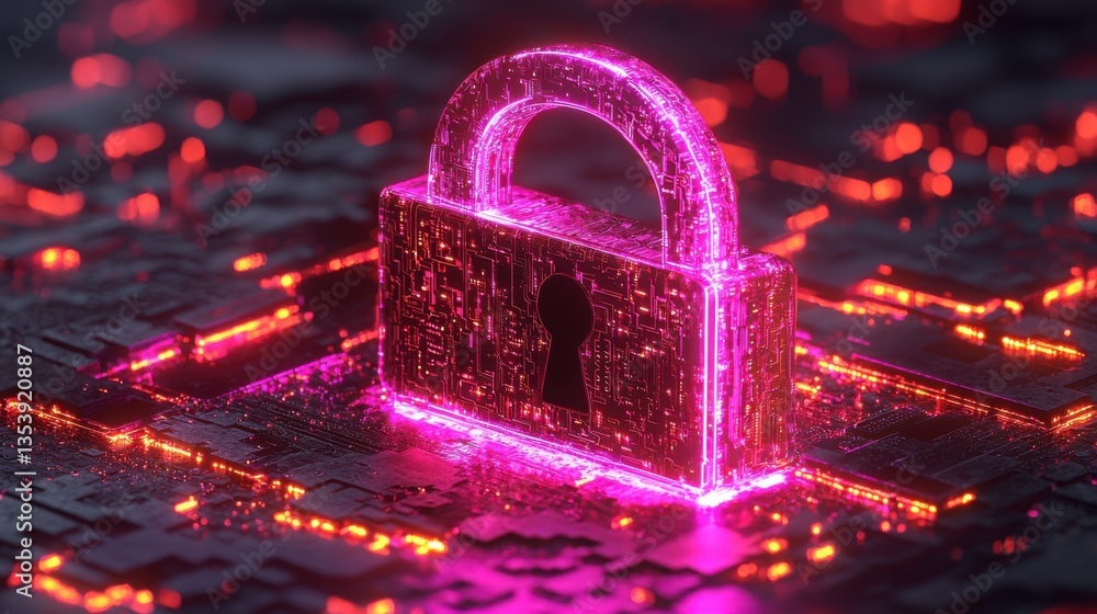 Poster locking mechanism on circuit board representing robust ai-driven data security solutions for informa