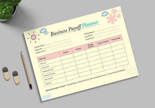 Business Payoff Planner Layout Design