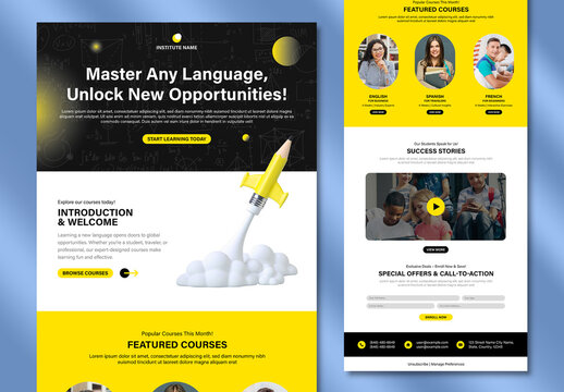 Interactive Language Learning Email Newsletter Design Template