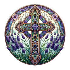 Lavender Blessing & Cross Stained Glass
