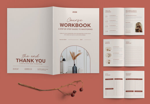 Modern Educational Course Workbook Design Template
