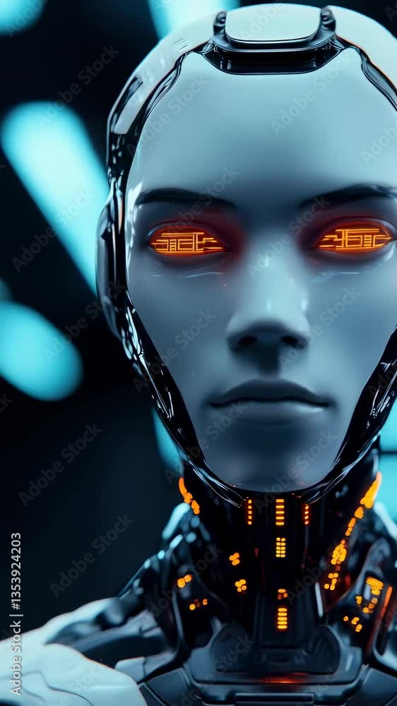 Aufkleber explore advanced humanoid robotics with intricate designs and glowing features in a futuristic setti