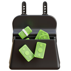 Obraz premium Briefcase Money 3d icon isolated White Background 3d rendering