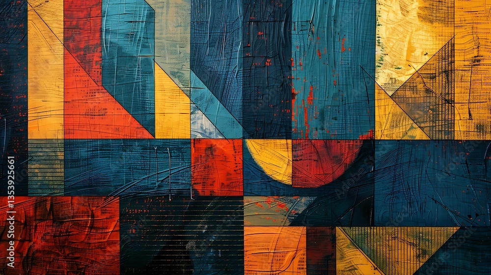Poster an abstract design featuring a textured, geometric pattern in contrasting colors.