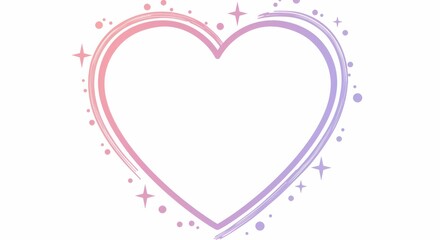 Colorful gradient heart with stars and dots on white background
