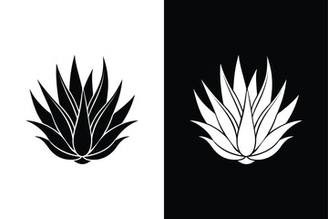 Aloe Plant Silhouette Icon Crisp & Scalable Black & White Graphic.