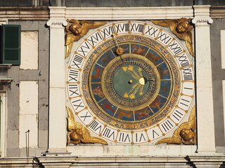 Historic big clock in Loggia square, Brescia, Lombardy