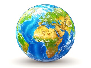 A detailed digitally rendered depiction of planet Earth isolated