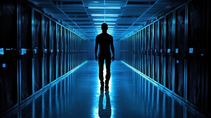 A man walking down a long hallway signifying the importance of data privacy awareness campaigns in modern society today