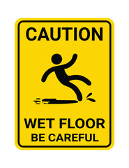 Caution slippery surface wet floor sign-4, Vector illustration isolated on white background