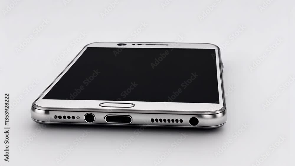 Poster modern mobile device isolated on a clean white background generative ai