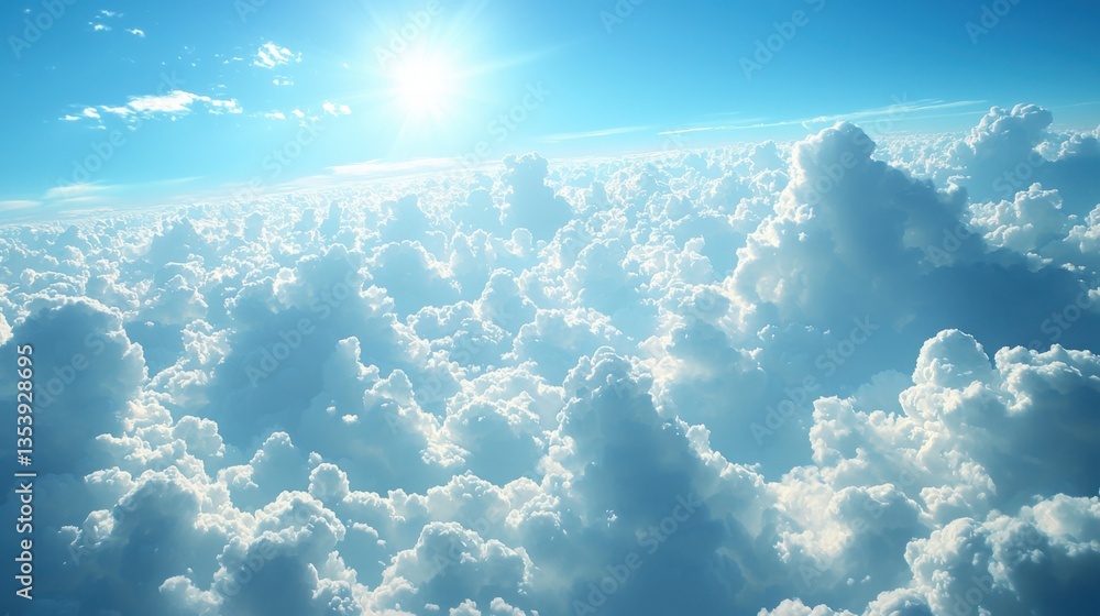 Poster beautiful blue sky with white clouds representing encrypted cloud computing solutions for secure dig