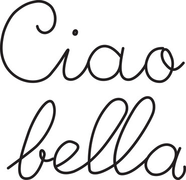 disegno per stampa su t shirt fashion da donna, scritta ciao bella