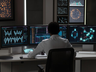 Data Analyst in High-Tech Control Room