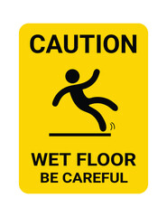 Caution slippery surface wet floor sign-13, Vector illustration isolated on white background