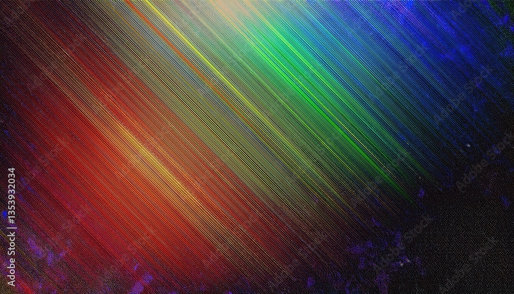 Poster vibrant digital light spectrum with glitch texture, abstract colorful diffraction background for futuristic design and tech art

