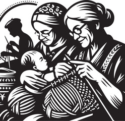 Mother and Son Knitting Vector Bundle