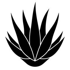 Aloe Plant Silhouette Vector Icon Minimalist White Background.