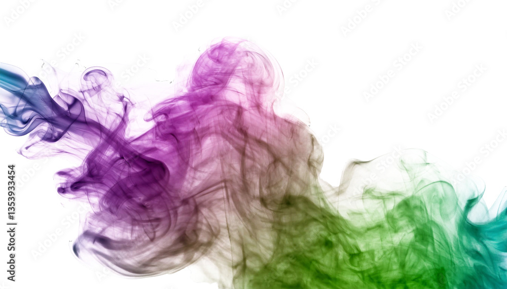 Poster colorful smoke creating abstract shapes on transparent background